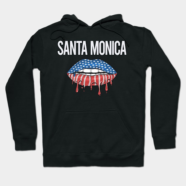 USA Flag Lips Santa Monica Hoodie by rosenbaumquinton52